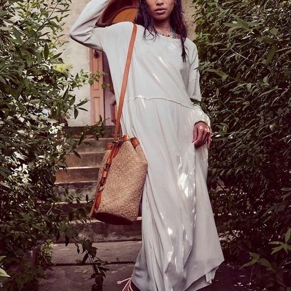 FREE PEOPLE Sz L ANYTIME MIDI DRESS IN White - Picture 1 of 4